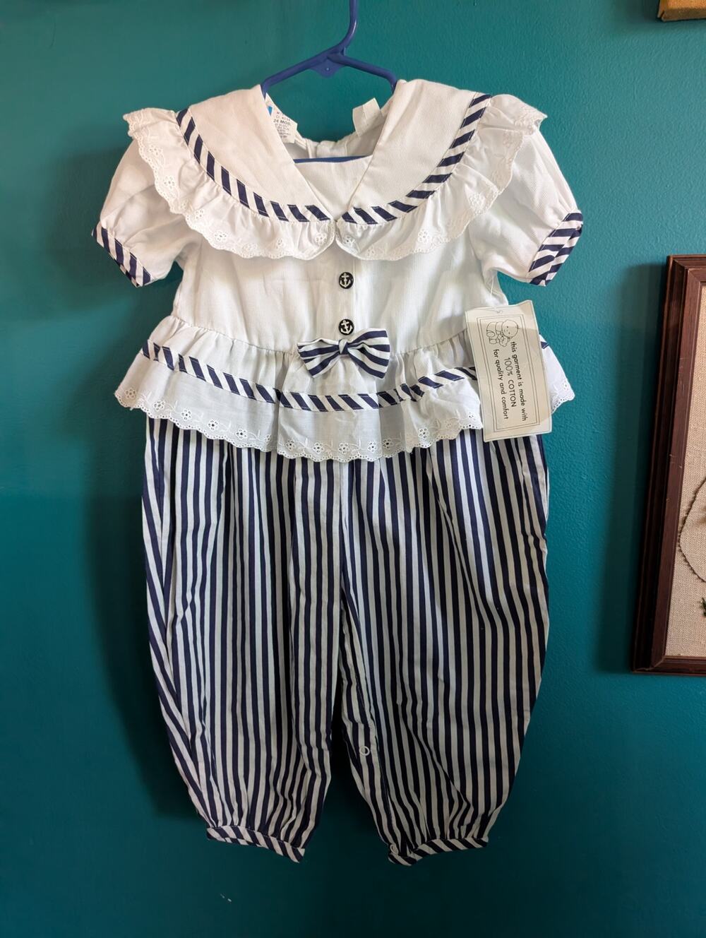 Vintage toddler baby girls romper bubble one piece size 24 months 2t